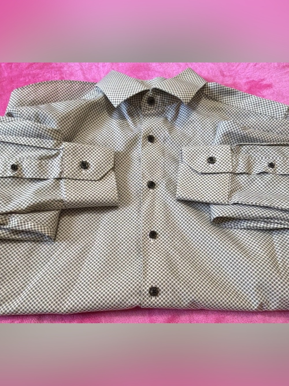 Murano Men’s White/Black Geometric Non-Iron Slim Fit Dress Shirt 14.5/32